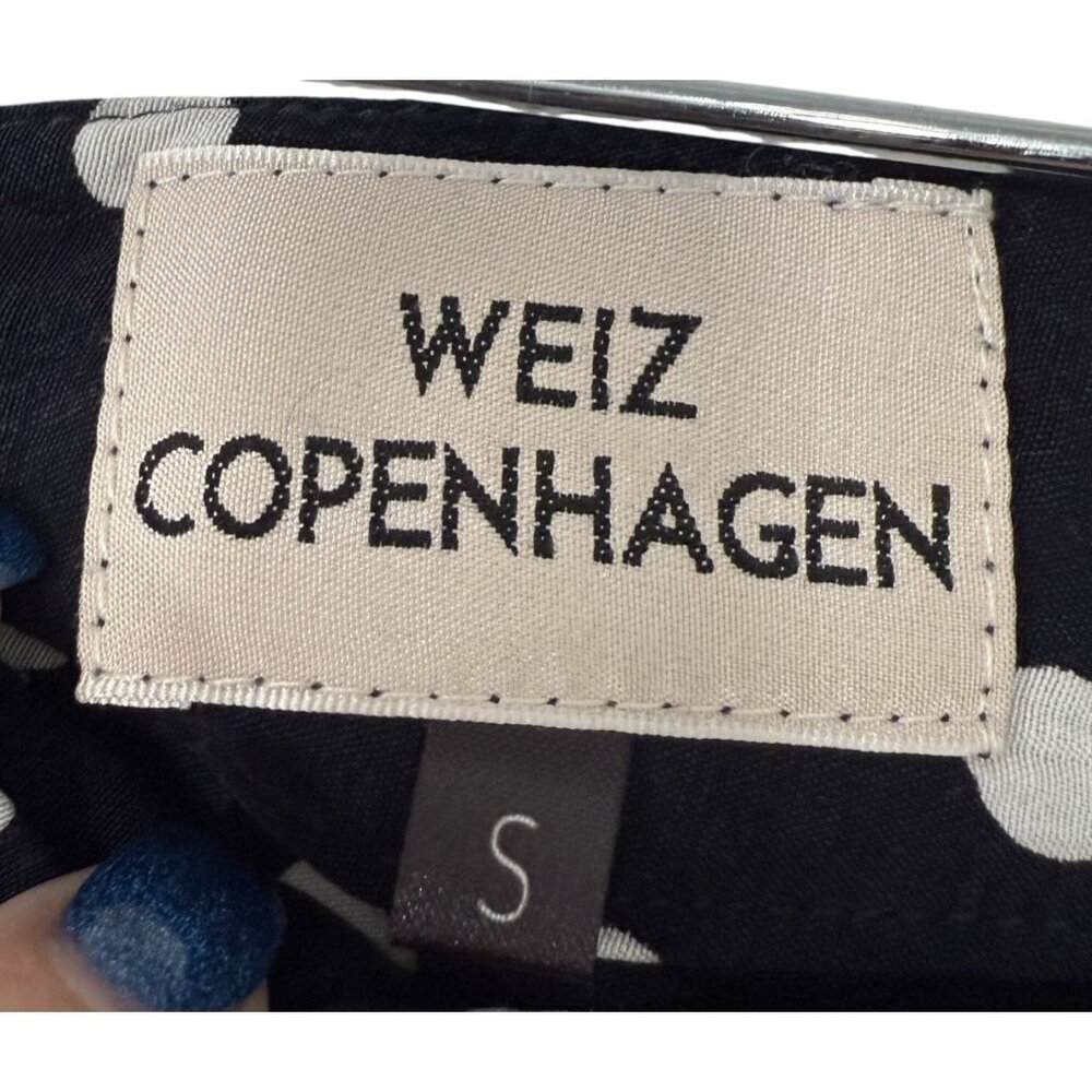 Weiz Copenhagen Womens Polka Dot A-Line Skirt Navy White S Flirty Coquette - Picture 4 of 5